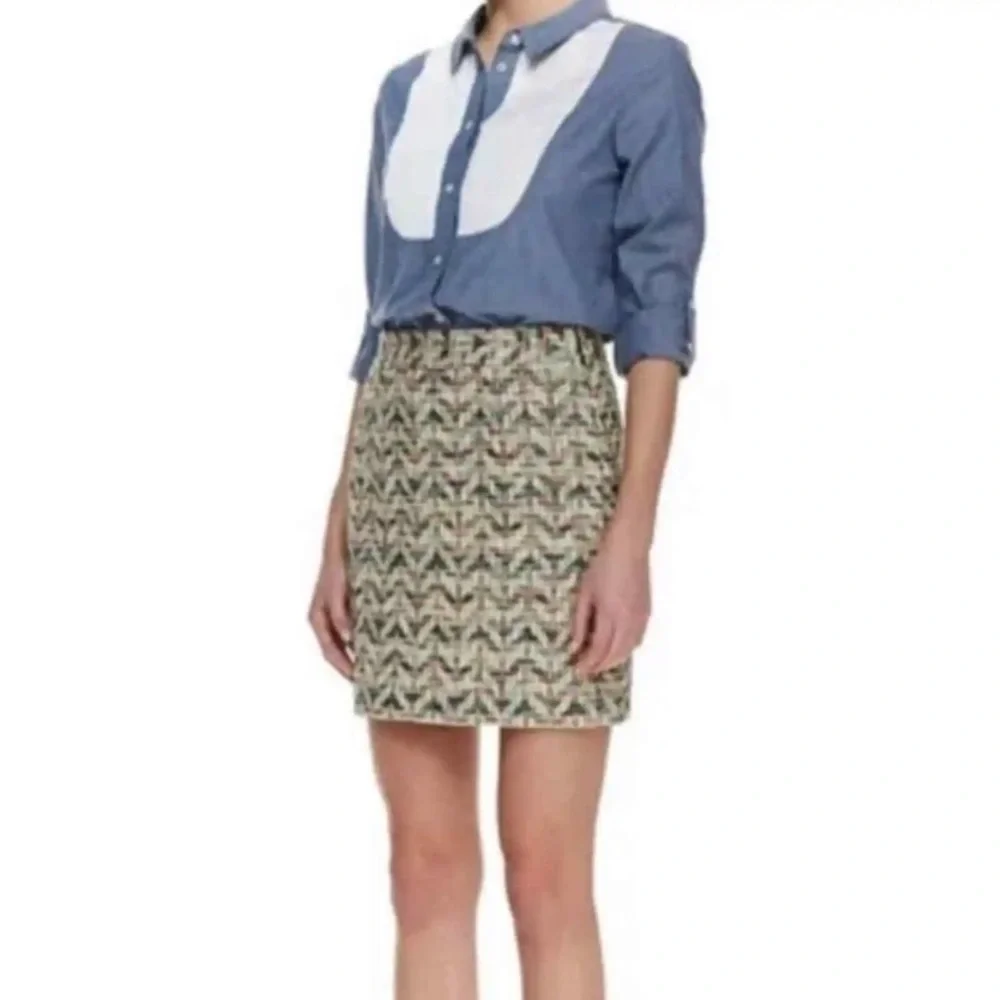 Kate Spade Harper Chevron Print Summer Tweed Mini Skirt Green size 10